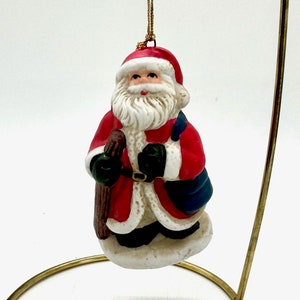 Porcelain Santa Christmas Ornament – Vintage 1990s Hand-Painted Holiday Decor
