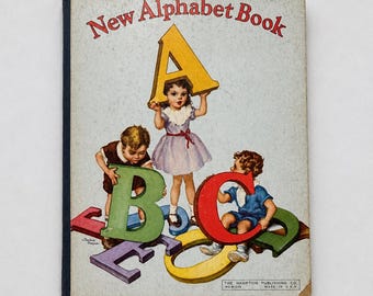 Vintage 1950s New Alphabet Book, Hampton Publishing Board Book