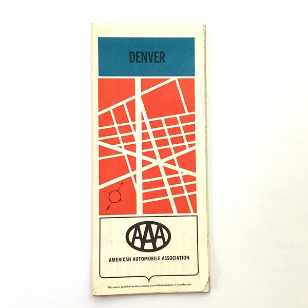 Mid Century Denver City Map "Official AAA Map" - 4-Inch X 9-inch Fold Out Map - Collectible City Memorabilia