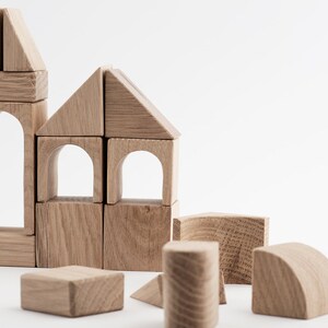 Wooden blocks PILIS//CastleBuildingBlocksSetKids toysKindergartenHandcraftedNatural wood image 4