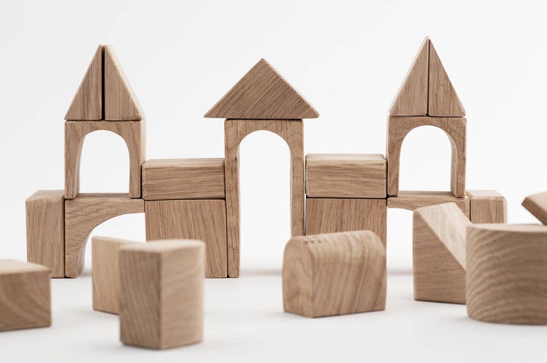 Wooden blocks PILIS//CastleBuildingBlocksSetKids toysKindergartenHandcraftedNatural wood image 7