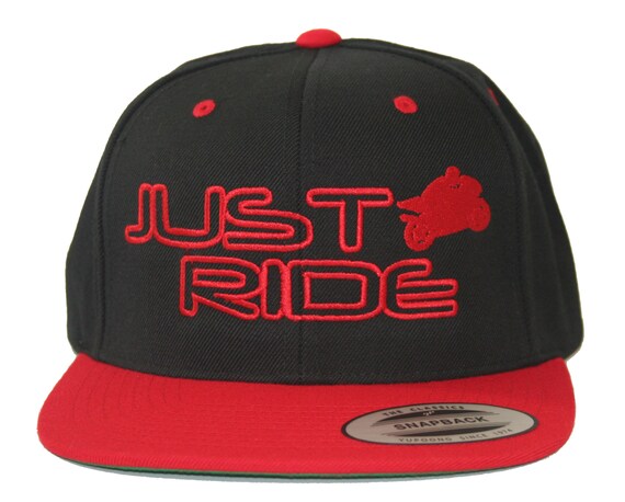 Just Ride Street Bike Hat Flat Bill Snapback Cap Pink Black Etsy