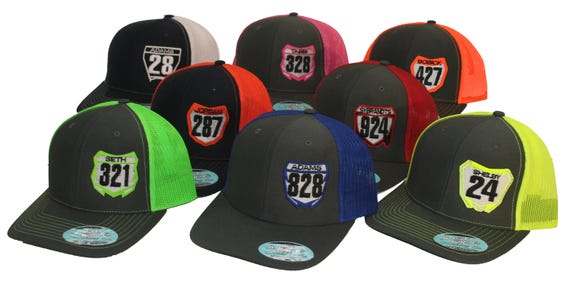 CUSTOM MX NUMBER PLATE HAT JUST RIDE SNAPBACK MESH CAP MOTO MOTOCROSS YZ BLUE