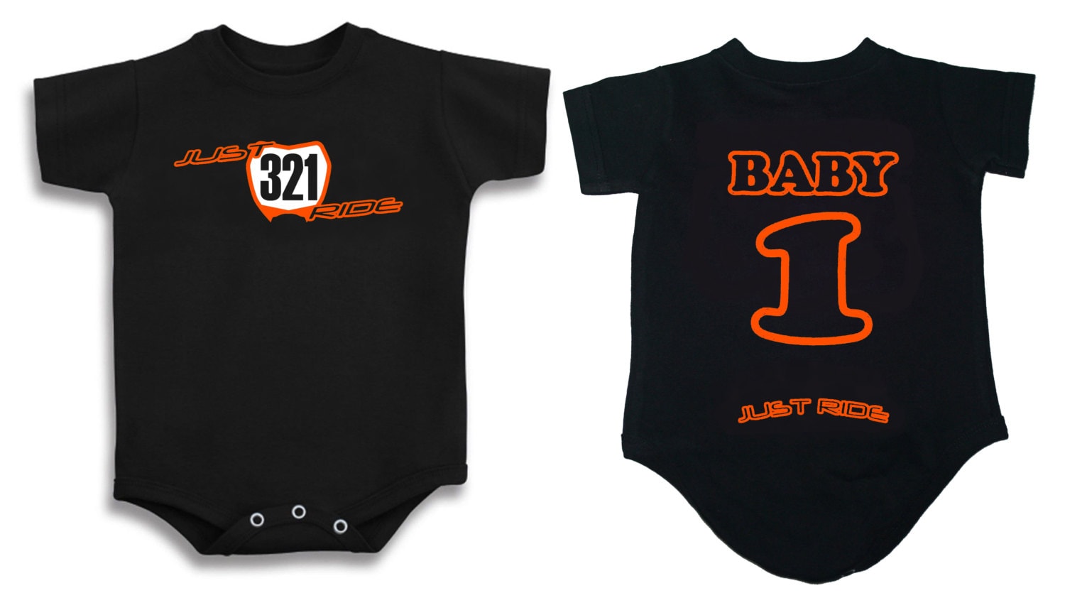 MOTOCROSS BABY NUMBER PLATE ONE PIECE SHIRT INFANT MX JUST RIDE KTM SX ORANGE