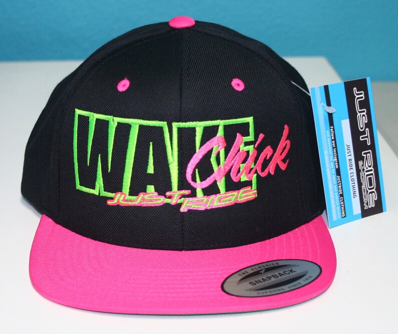 Wake Chick Hat Just Ride Flat Bill Snapback Cap Wakeboard Pink Etsy