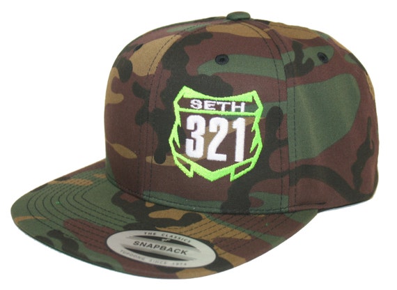 CUSTOM MX NUMBER PLATE HAT JUST RIDE SNAPBACK MESH CAP MOTO MOTOCROSS KX LIME