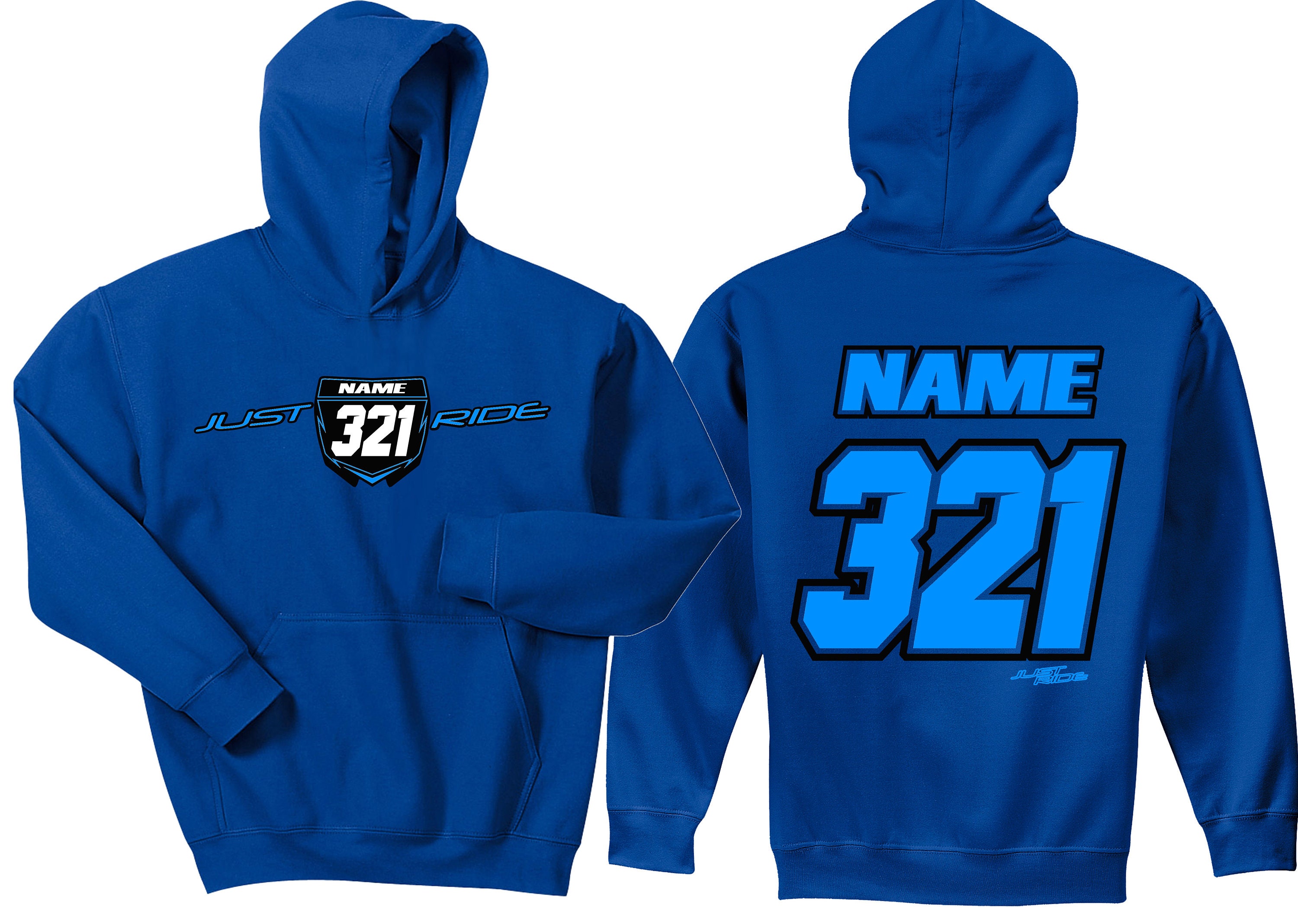 Just Ride Youth Hoodie Sweat Shirt Motocross Number Plate Custom Personalized