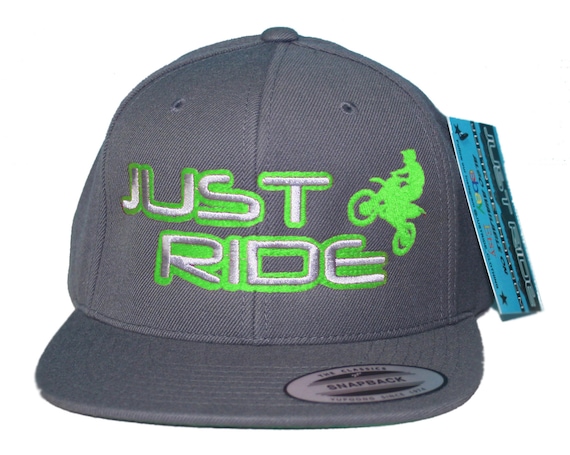 CUSTOM MX NUMBER PLATE HAT JUST RIDE SNAPBACK MESH CAP MOTO MOTOCROSS KX LIME