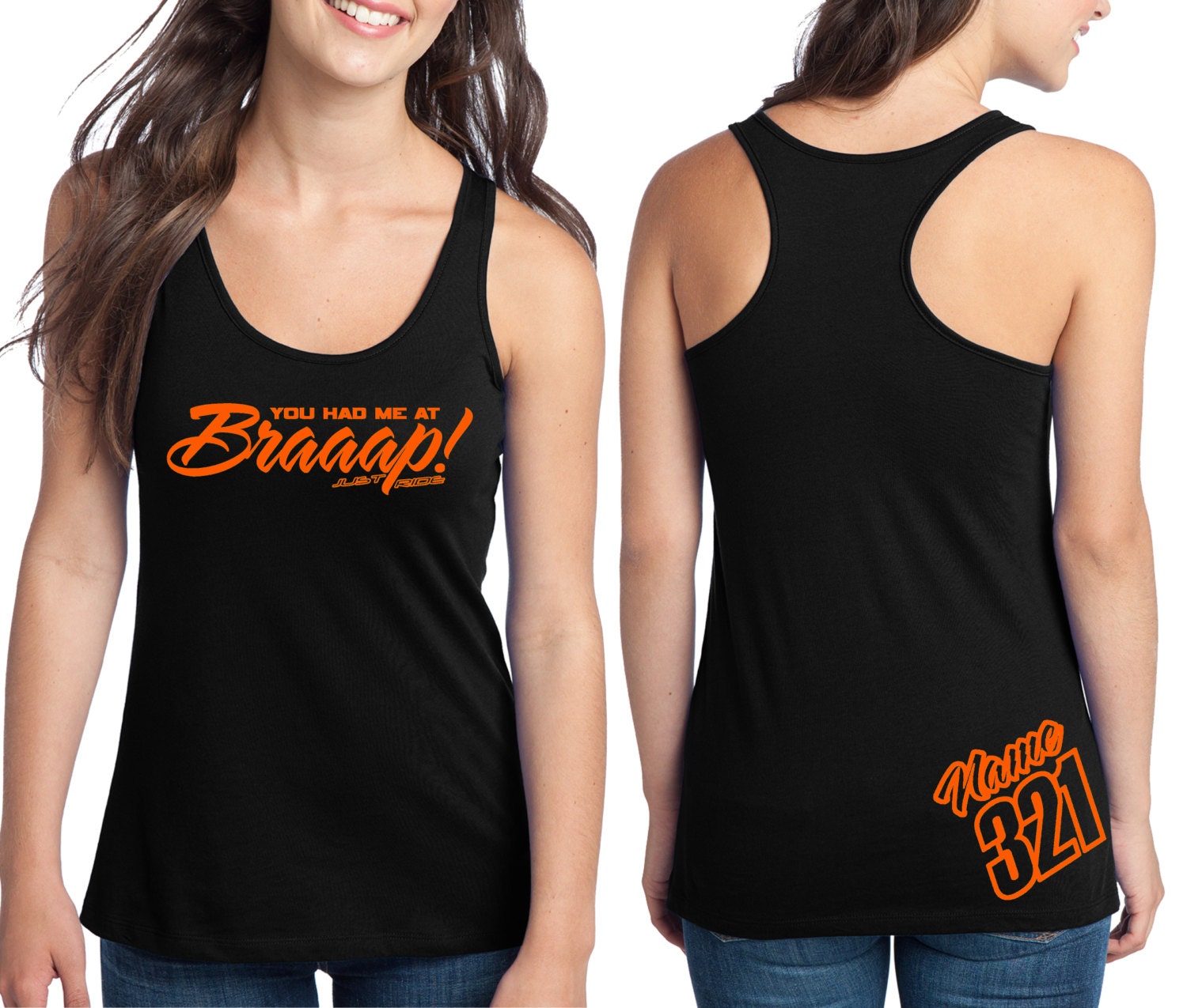 You Had Me At Braaap! Racerback Tank Top Shirt JUST RIDE Motocross Mo…