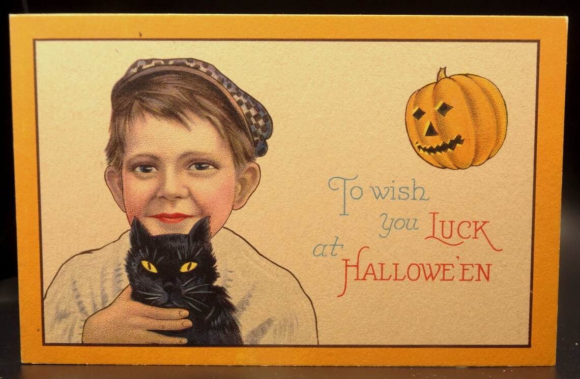 Vintage Antique Halloween Postcard Stecher Series 129C Boy Etsy