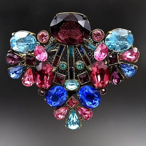 Vintage Art Deco Multi-Color Paste Stone Pin Brooch c. 1930’s