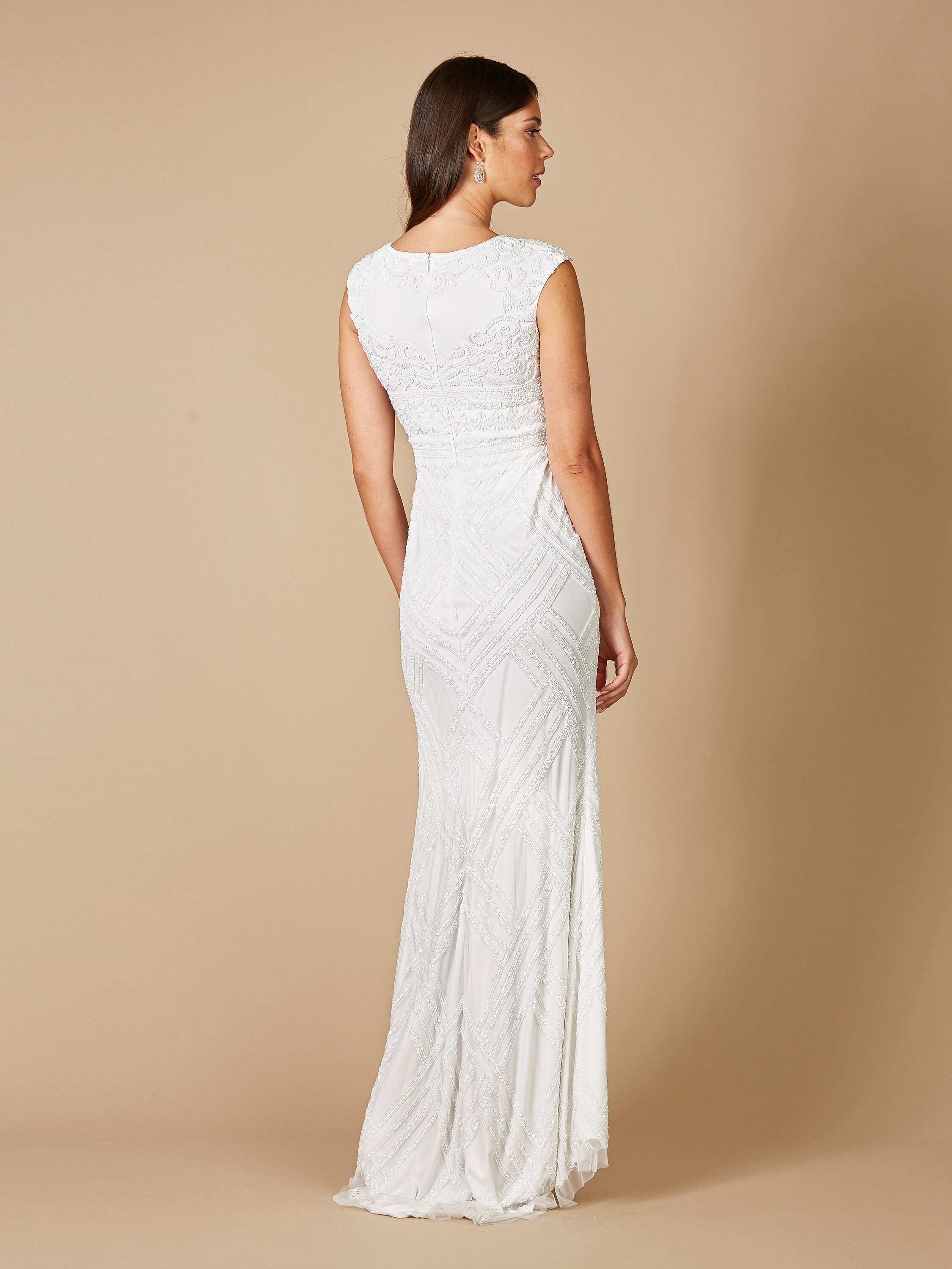 Cap Sleeve Beaded Wedding Gown main image 1