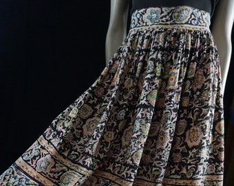 Vintage 1970's India Cotton Tapestry Hand Sewn Hippie Skirt