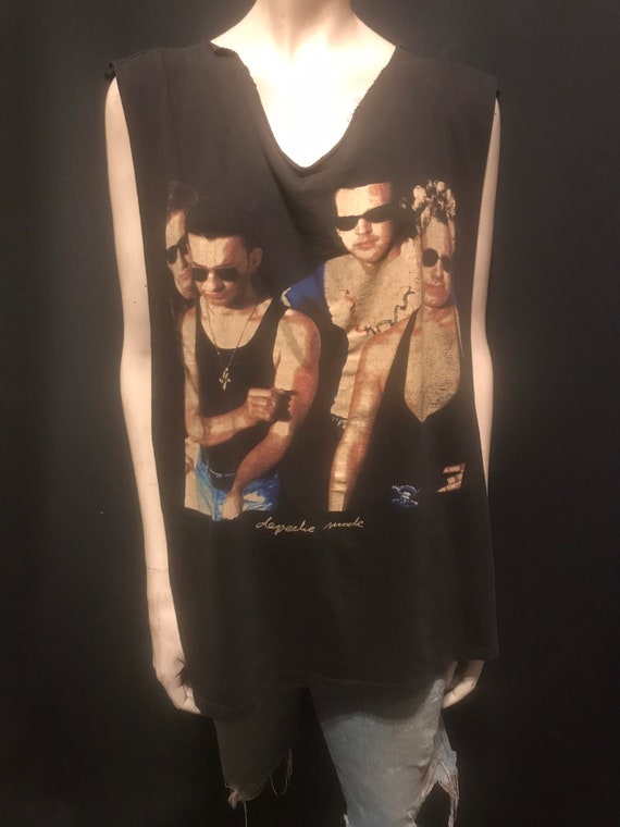 Vintage 90's Depeche Mode Thrashed Cut Concert Shi