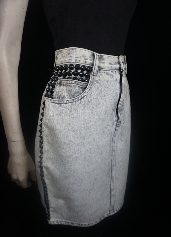 Vintage Custom Studded 1980's Acid Wash Skirt
