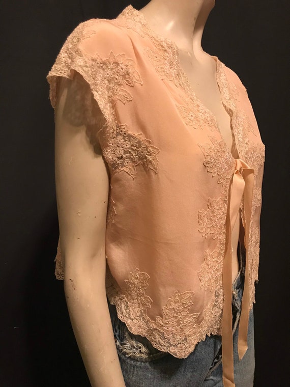Vintage 1930's Pink Lace Trimmed Lingerie Bed Jack