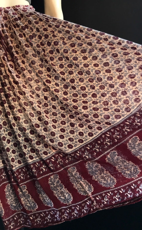 Vintage 70's India Cotton Gauze Floral Paisley Blo