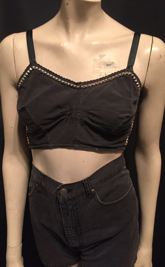 Vintage Studded Black Bra Top