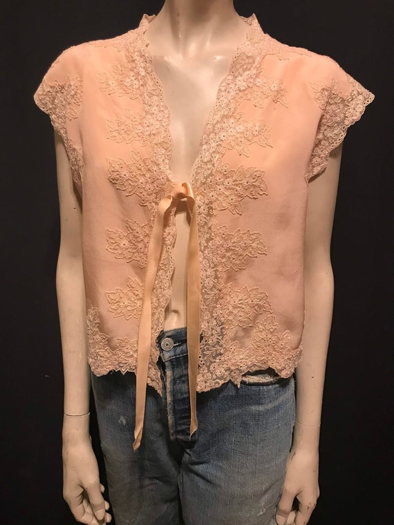 Vintage 1930's Pink Lace Trimmed Lingerie Bed Jack