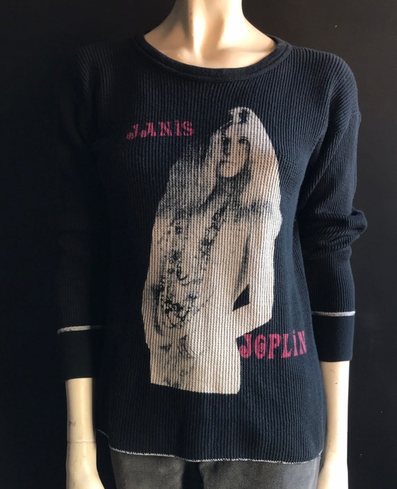 Vintage Janis Joplin Black Long Sleeve Thermal Shi