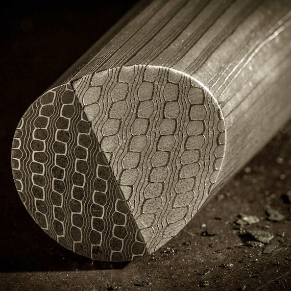 Reptilian Pattern Stainless Steel Damascus Rod - Etsy