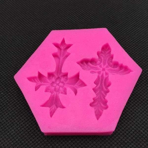 Silicone Mold Cake decor Fondant Cross Religious Holy Communion Christening Sugarcraft Chocolate Mould decorating tools Toontopper/Etsy.com