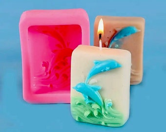 Happy Dolphins shape Silicone Soap mold Candle Craft Art Craft Molds DIY Handmade soap molds