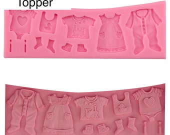 3D Baby Clothes Shower Moldes de silicona Fondant Kitchen Cake Molds for Chocolate Baking Tools Cake Topper Sugar craft Baby Shower Newborn