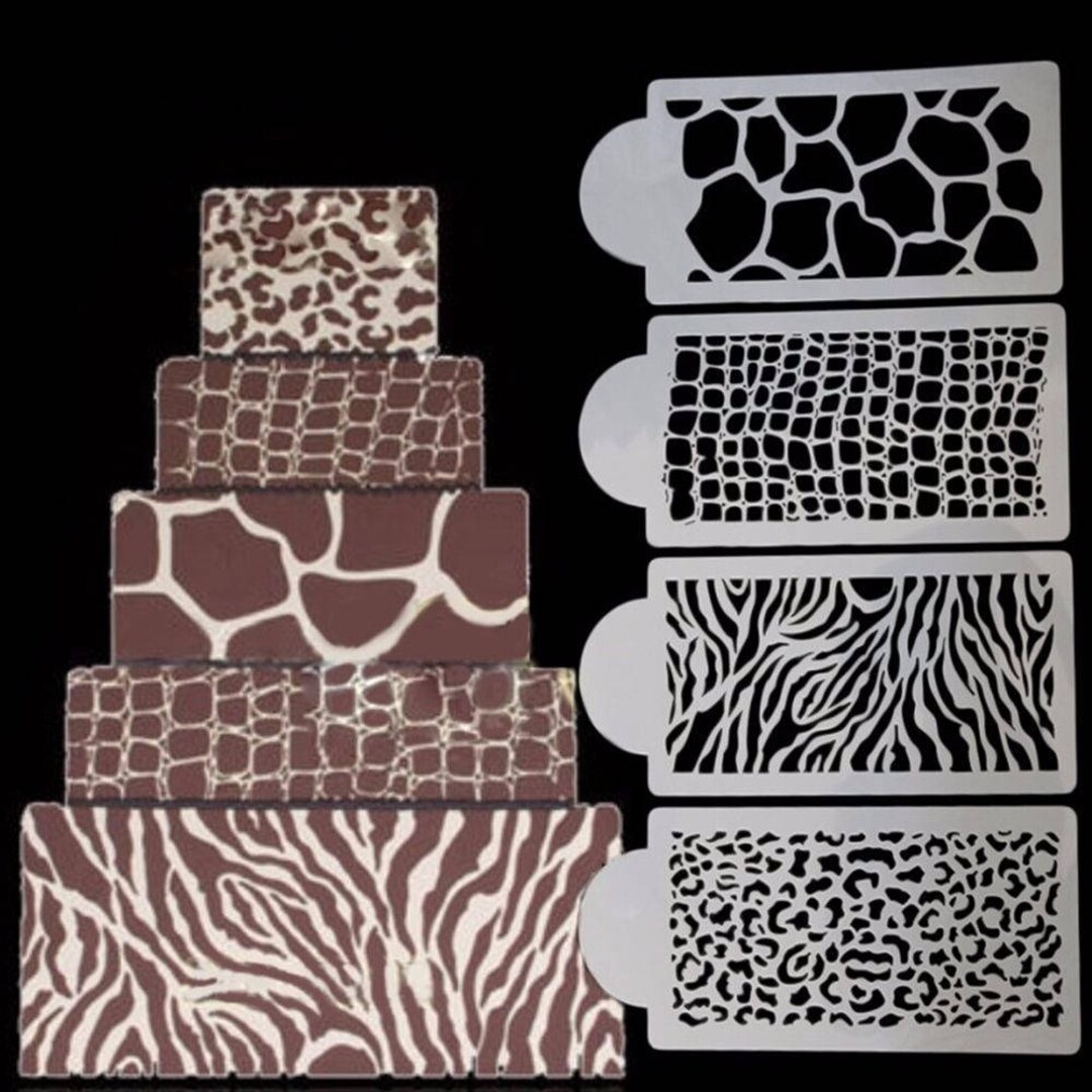 4pcs/set Stencil Beautiful Jungle Animal Giraffe Crocodile Tiger Zebra ...