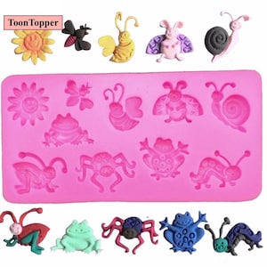 3D Insect Theme Silicone Fondant Mold Beetle Frog Bee Snail Spider Shape Chocolate Mold Wedding Cake Decoration Tools