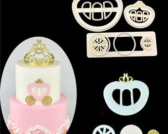 Lovely Pastry Decorating Baking Tools Print Plunger Princess Carriage Cookie Cutter Fondant Mold Cake Mold Sugar craft cake decorating