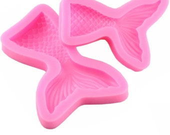 Mermaid Tail Silicone Mold Fondant Cupcake Cake Decorating Baking Tools Handmade Soap Mold Fish Fork tail DIY sugarcraft caketopper