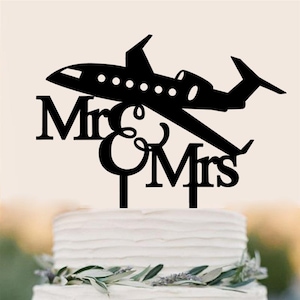 Airplane Pilot wedding Mr and Mrs Cake Topper Wedding Party Cake Decoration Acrylic Cake Topper for Wedding Engagement Party