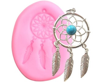 Dream Catcher Feather Pendant small Silicone Mold Polymer Clay Jewelry Molds DIY Fondant Cake Decorating Tools DIY Candy Chocolate Gumpaste