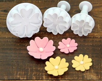 3uns flores del corazón Plunger cortador flor molde FondantCake decoración azúcar Craft Clay Cake topper Sugar Flowers