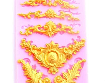 Molde de encaje en relieve europeo, moldes de pastel de fondant vintage, molde de chocolate para la cocina, decoración de silicona para hornear, adorno para pastel de boda