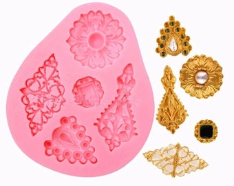 5 Forme Diamants Gâteau Moule vintage Diamant Bijoux 3D Silicone Moule à Gâteau Pour Décoration de Gâteau Moule Fondant Antiadhésif, livraison nationale gratuite