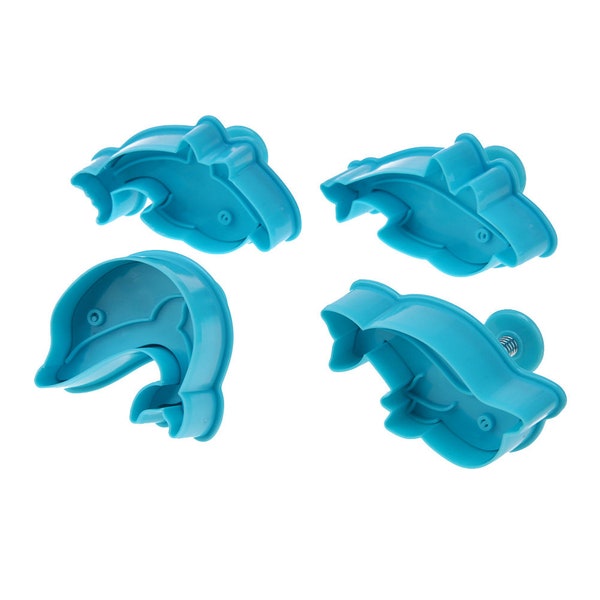 Dolphin Sea life 3D Plastic Plungers Fondant Cake Mold Cookies Chocolate Candy Mould Decoration Baking Tool Kitchen Accessories 4Pcs/Set