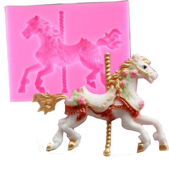 Cute Carousel Horse Silicone Cake Mould Cupcake Fondant Tool Fairground Fair LC