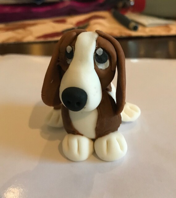 Small Basset Hound Dog Puppy Set Cake Characters Gum Paste Etsy