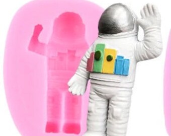 Espacio zurdo Astronauta Molde de silicona Cohete Fondant Molde Pastel de chocolate Herramienta de decoración Candy Resin escuela Moldes de arcilla 3D manualidades proyectos infantiles