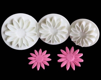 Margherita Fondant Herramientas de decoración de pasteles grandes Émbolo de pastel Decoración De margarita Flor Fondant Azúcar artesanal Cortador de hielo Molde 3Pcs