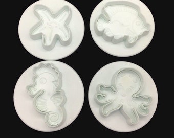 Ocean Seahorse plastic fondant cutter plungers cake mold fondant mold fondant cake decorating Baking Tool Kitchen Accessories 4Pcs/Set