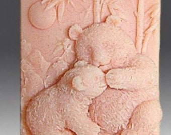 A Panda Mom and Baby shape Silicone Soap mold Craft Art Craft Molds DIY Handmade soap molds