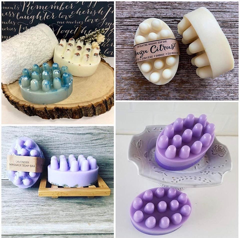 4 Cavity Silicone Soap Mold for Massage Therapy Bar Soap Craft Art Craft Molds DIY Handmade soap molds