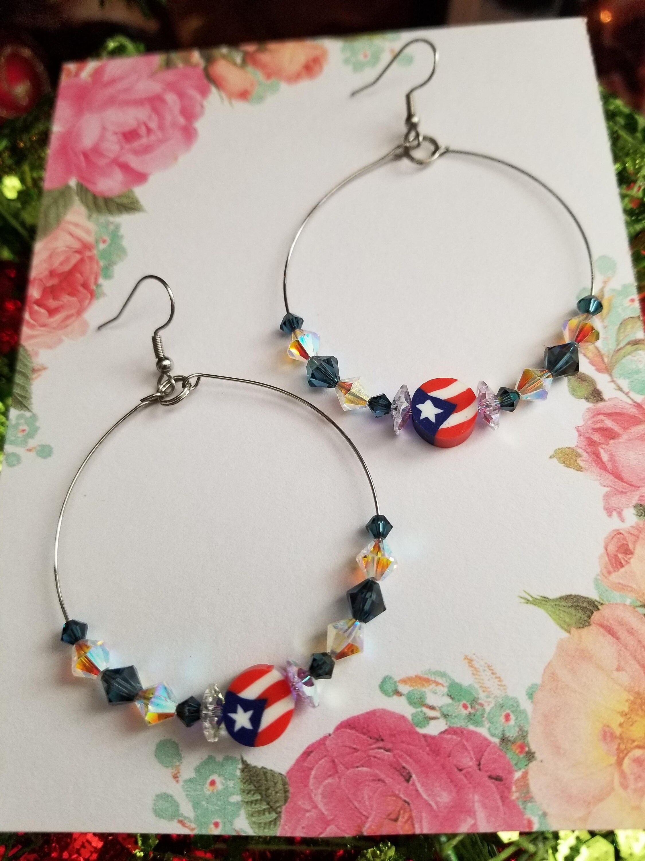 Puerto Rico earrings Puerto Rico flag earrings Puerto Rico Etsy
