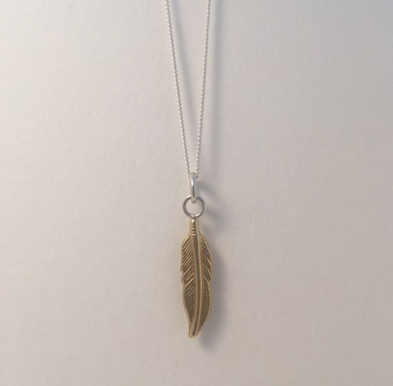 9ct Yellow Gold Feather Pendant With Silver Chain Solid - 9ct Rose Gold Feather Pendant 9ct Yellow Gold Feather Pendant With Silver Chain Solid - 9ct Rose Gold Feather Pendant