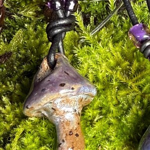 Essential Oil Diffuser, Aromatherapy necklace, Oil diffuser,  mushroom design, Boho Chic, Porcelain pendant,  #125.20A