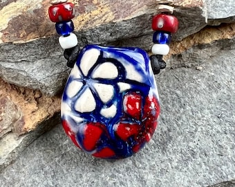 Ceramic Essential Oil Diffuser Necklace, Boho Chic Porcelain Pendant