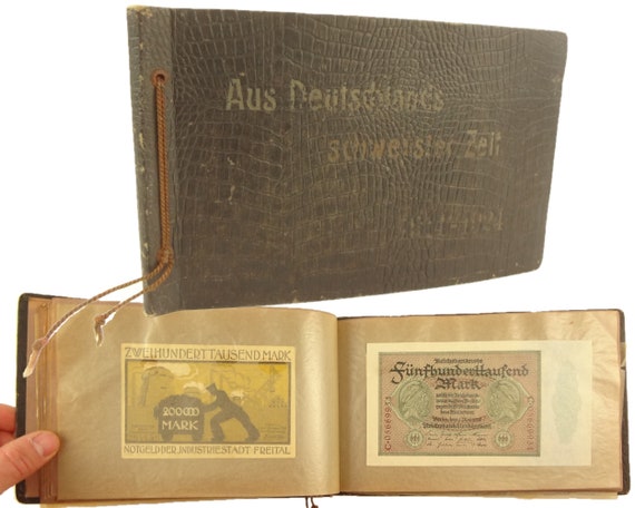 circa 1924 contemporary album of 100 mounted Marks, documenting German inflation from 1914 to 1924